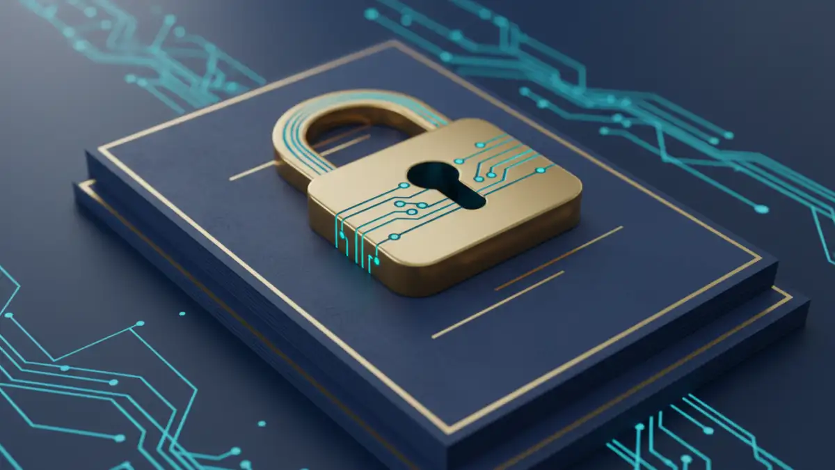 encryption legal files - Digital lock securing legal documents, representing encryption for legal files