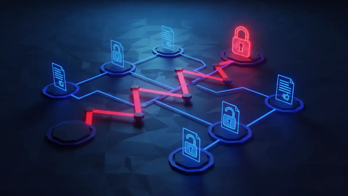 ethical AI document security - Abstract representation of AI bias in document security showing a flawed algorithmic path.