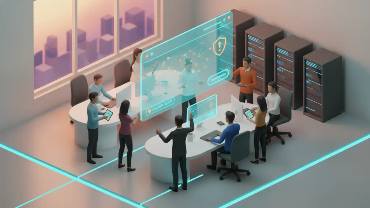 ethical AI document security - A diverse team of engineers working on an ethical AI security model.