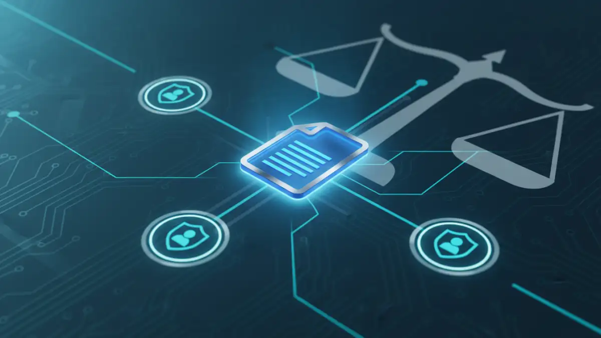 A visual representation of ethical document sharing, showing a secure connection between a document and its users.