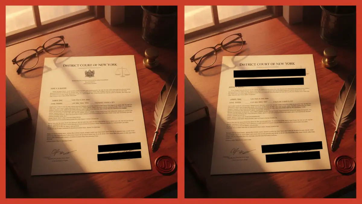 ethical pdf redaction - A comparison of a document before and after proper redaction was applied.