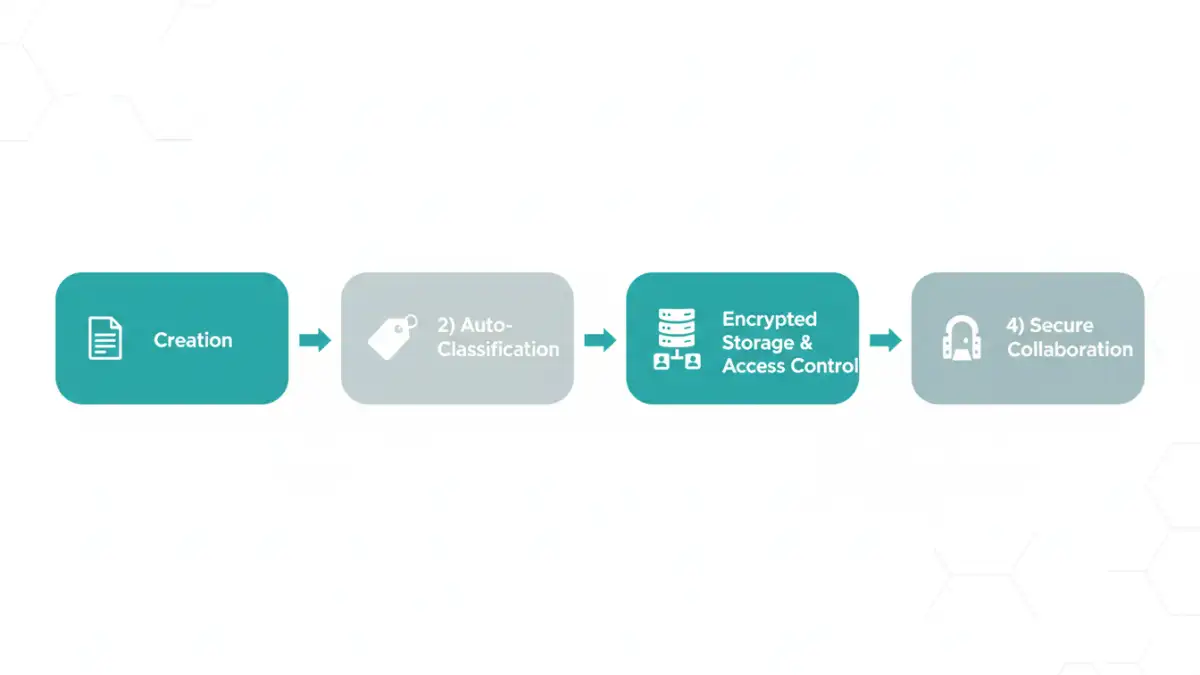 file encryption controls - Infographic showing the secure workflow for research data, from creation to collaboration.
