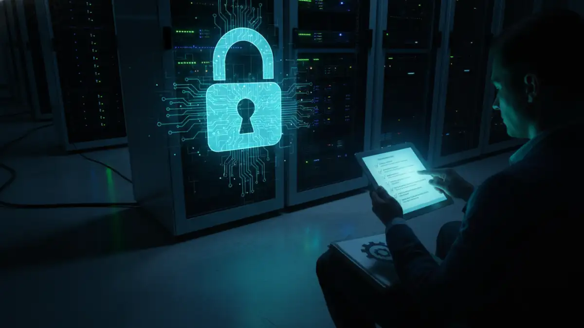 file encryption market analysis - A security professional reviews a compliance checklist in a data center, illustrating the practical side of regulatory impact on security.