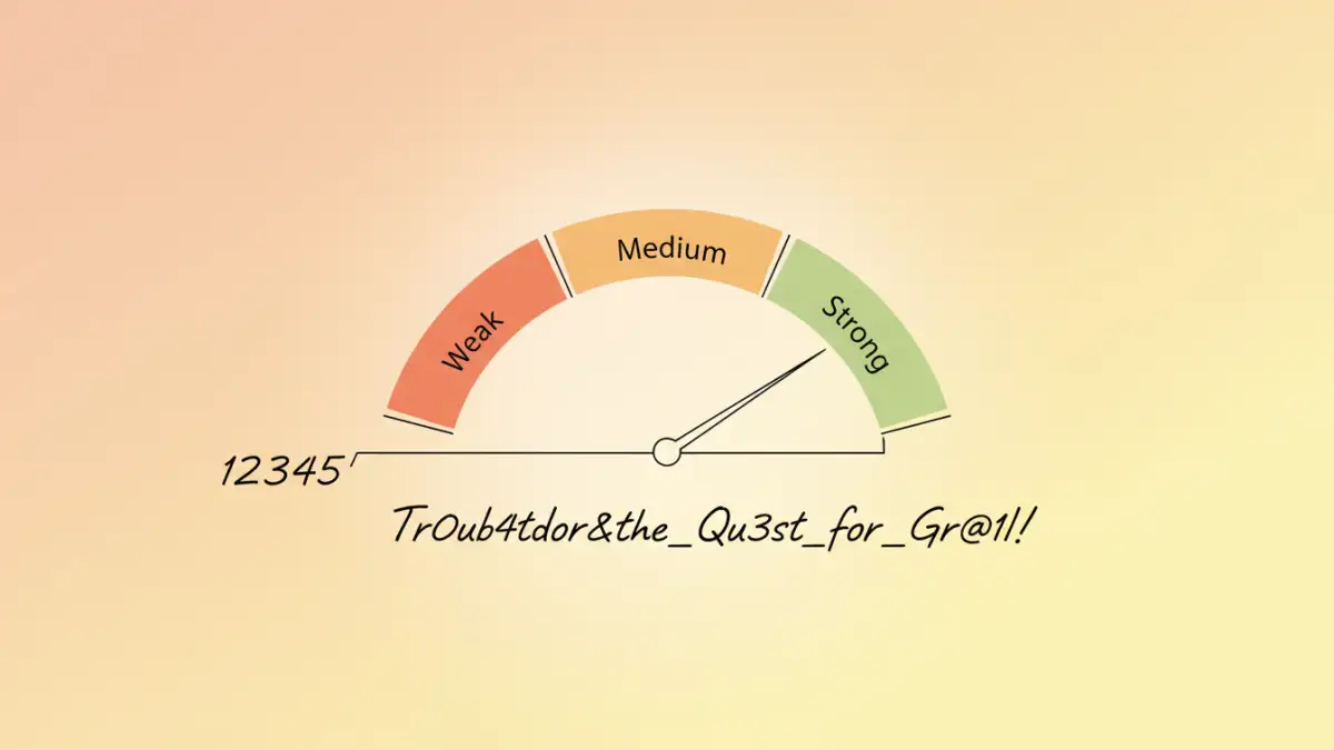 file password recovery - A password strength meter indicating a strong password to defend against brute force attacks.