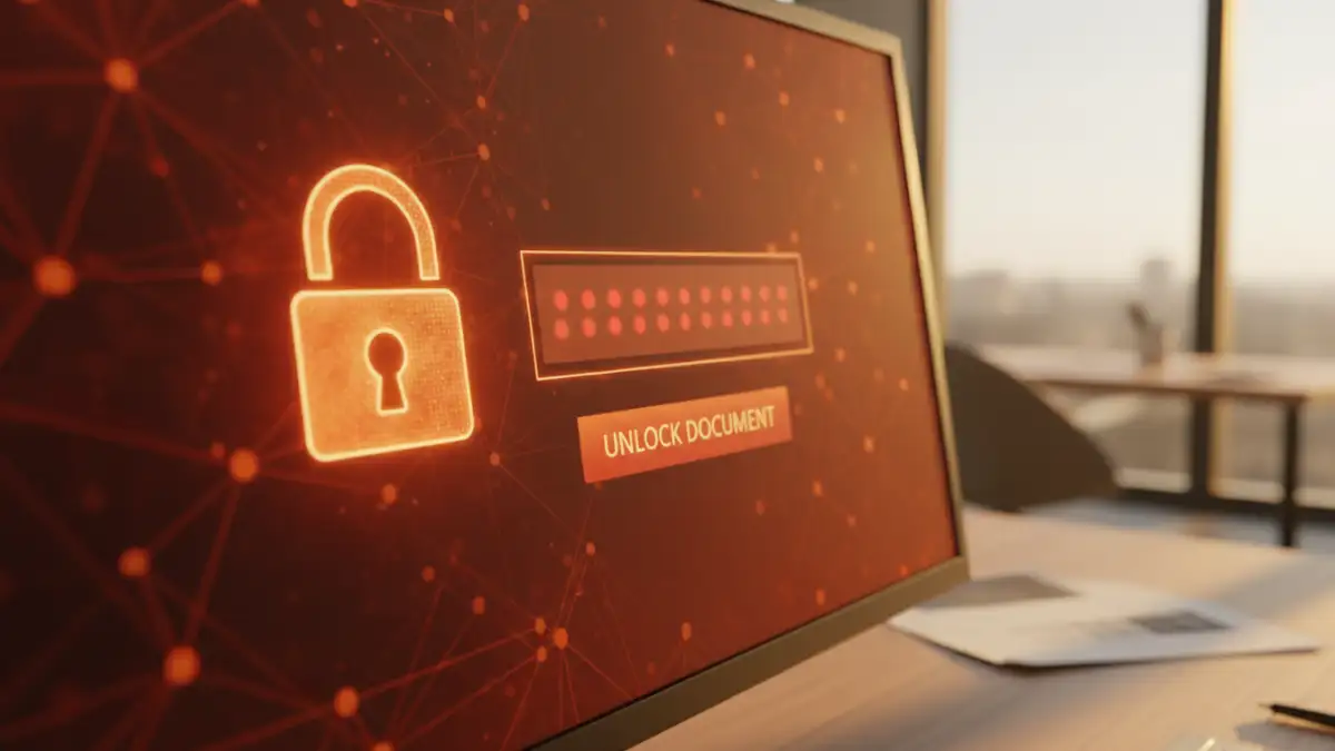 file security best practices - Close-up of a password entry screen for a secure document