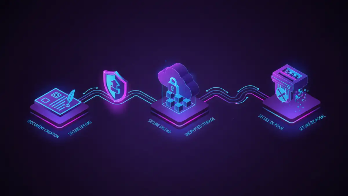 file security best practices - Isometric infographic illustrating the secure file handling workflow