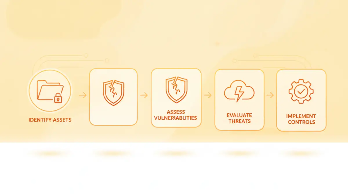 Infographic showing the four core steps of a file security risk assessment process.