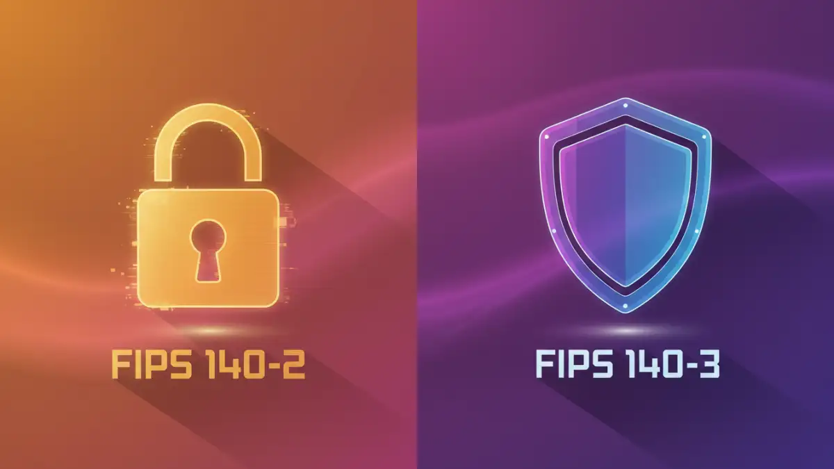 fips 140 3 document security - A visual comparison showing the evolution from the FIPS 140-2 lock standard to the modern FIPS 140-3 shield.
