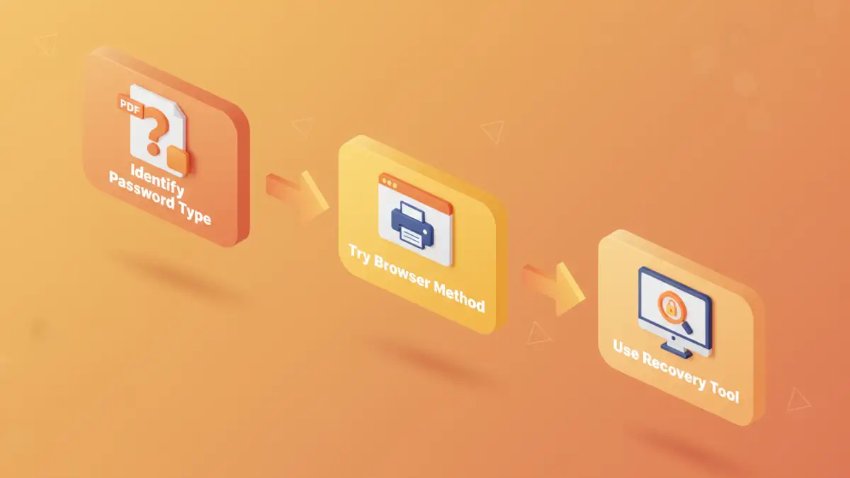 forgot pdf password forgot pdf password - Infographic flowchart showing the steps to take for a forgotten PDF password.