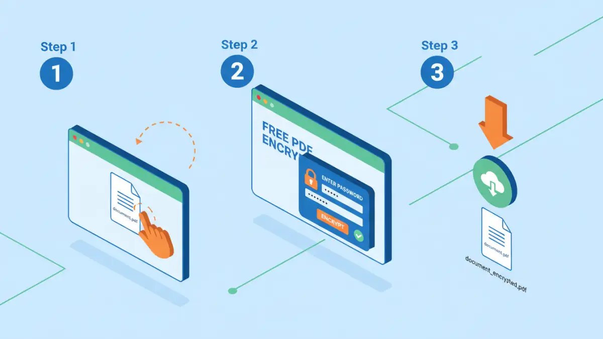 Infographic explaining how to use free PDF encryption tools