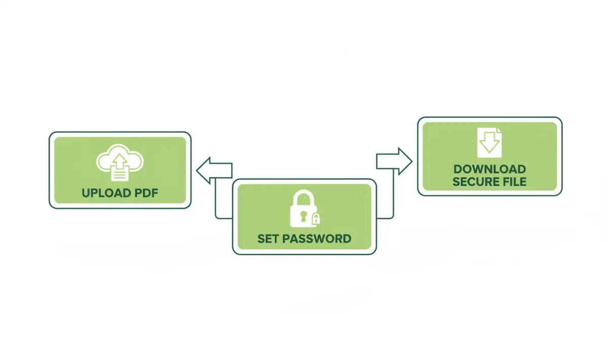 free pdf password protection free pdf password protection - An infographic showing the three easy steps to add password to a PDF for free.