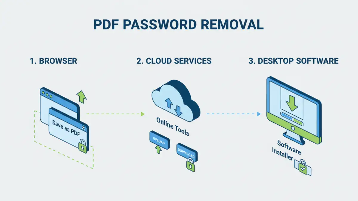 free pdf password remover - Infographic detailing methods for free PDF password removal