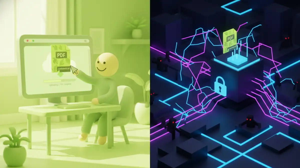 free pdf password remover security - A visual depiction of the security risks of using free online PDF password removers.