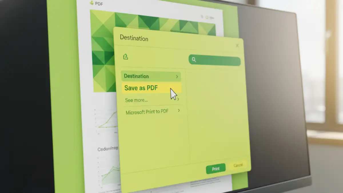 free pdf password remover security - A step-by-step image showing how to use the 'Save as PDF' function in a web browser.