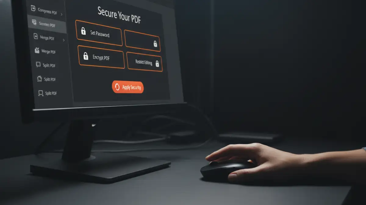 User interface of a free PDF security software showing encryption and protection options