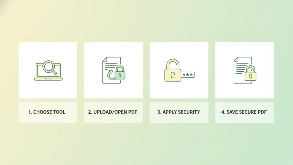 free pdf security software - Infographic showing steps to secure a PDF using free protection tools