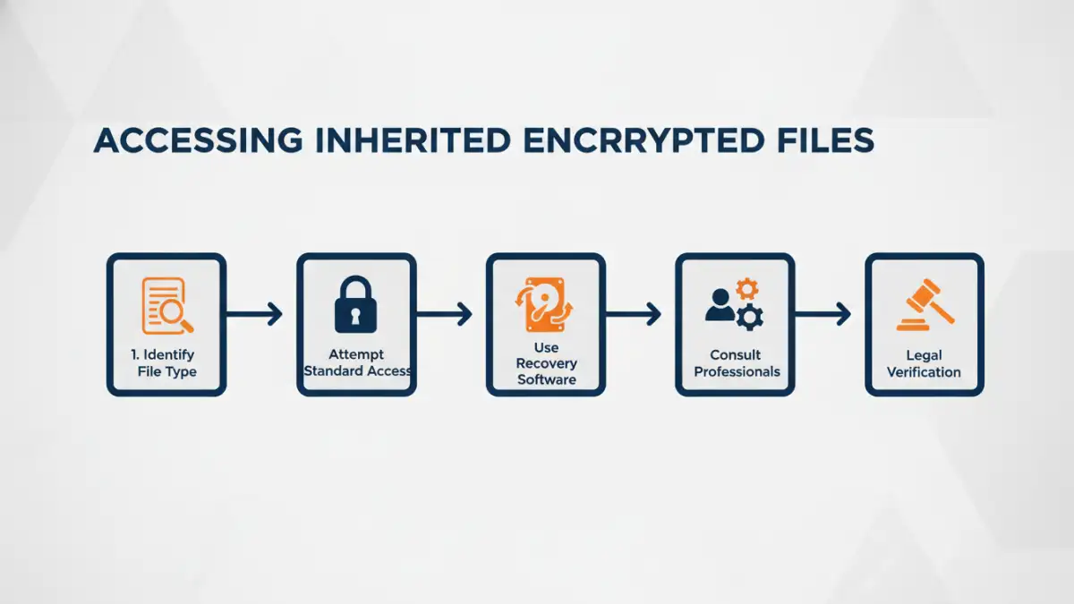 inherited encrypted files Infographic detailing the steps involved in accessing inherited encrypted files.