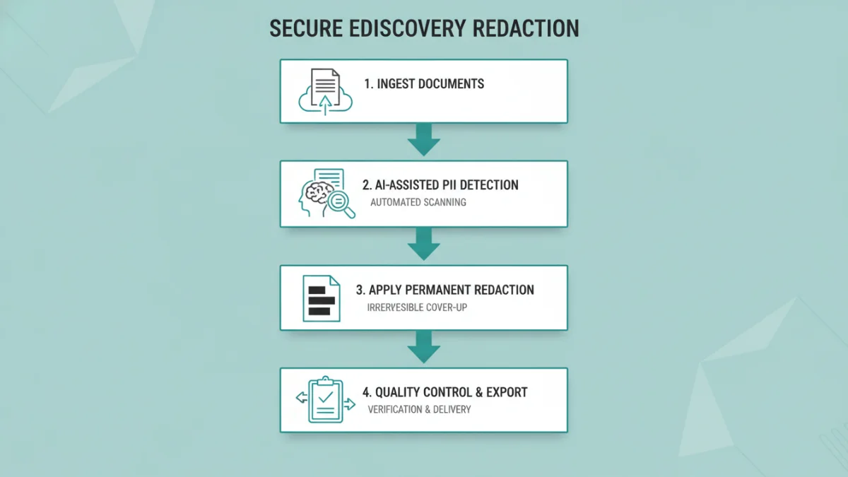 Legal Document Redaction - Step by Step Infographic