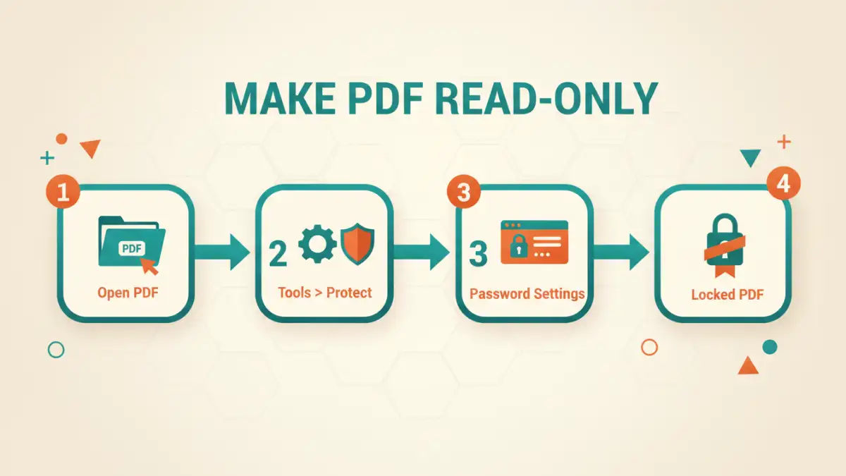 make a pdf read only - Infographic flowchart showing the steps to restrict PDF editing in Adobe Acrobat.