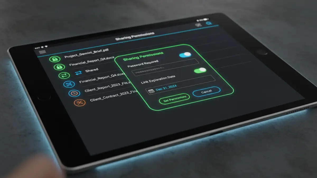 manage secure client documents - A user interface for a secure document sharing platform.