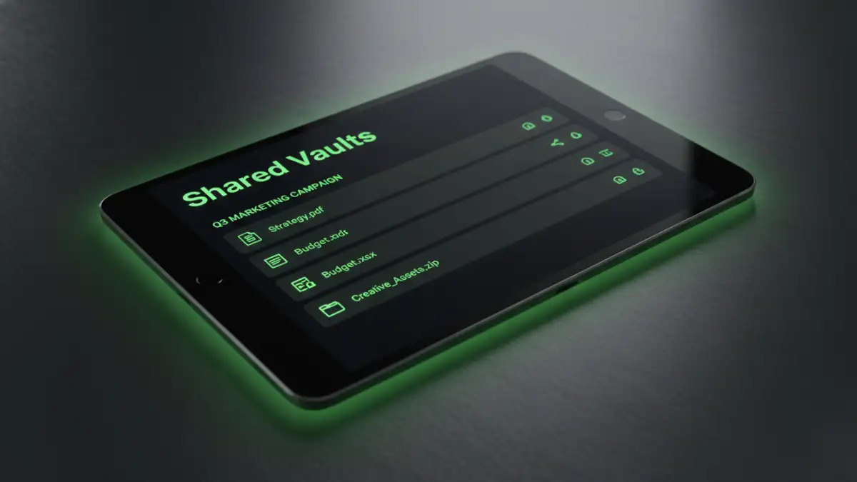 managing team document passwords managing team document passwords - A view of a team password manager's shared vault for a project.