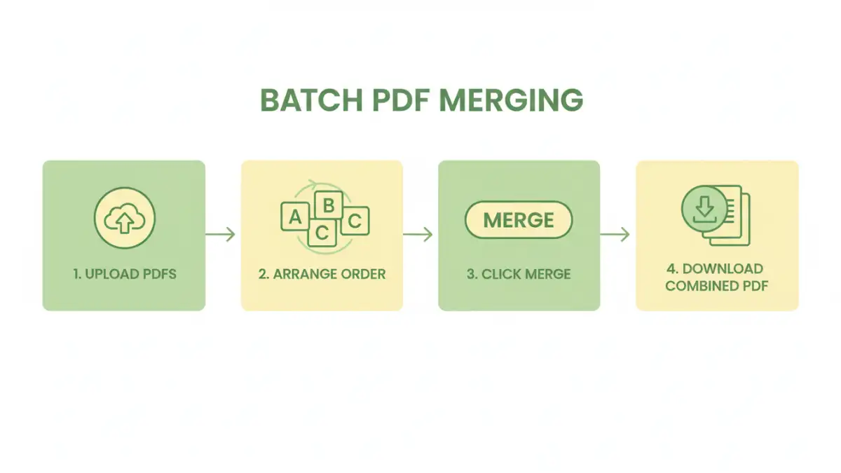merge multiple pdfs - Step-by-step infographic for merging multiple PDFs using online tools