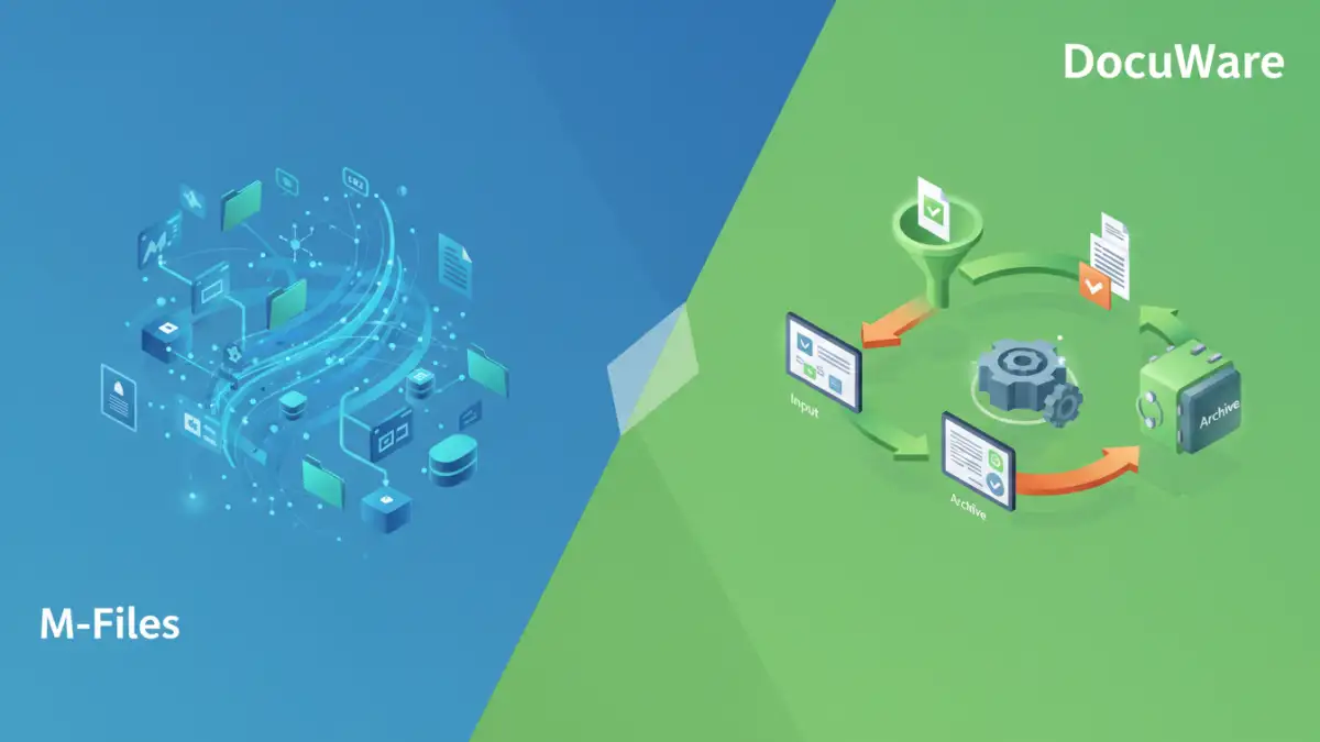 mfiles vs docuware - M-Files vs DocuWare comparison illustration