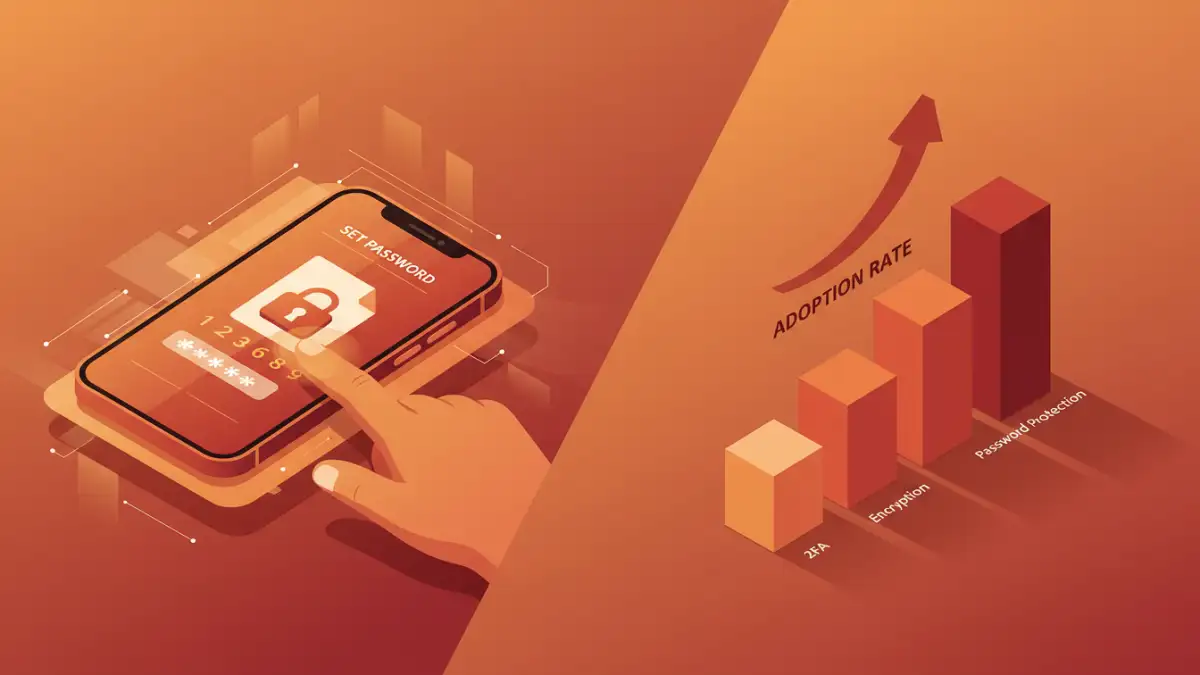 mobile PDF security - A comparison of user actions versus security feature adoption for securing files on a phone.