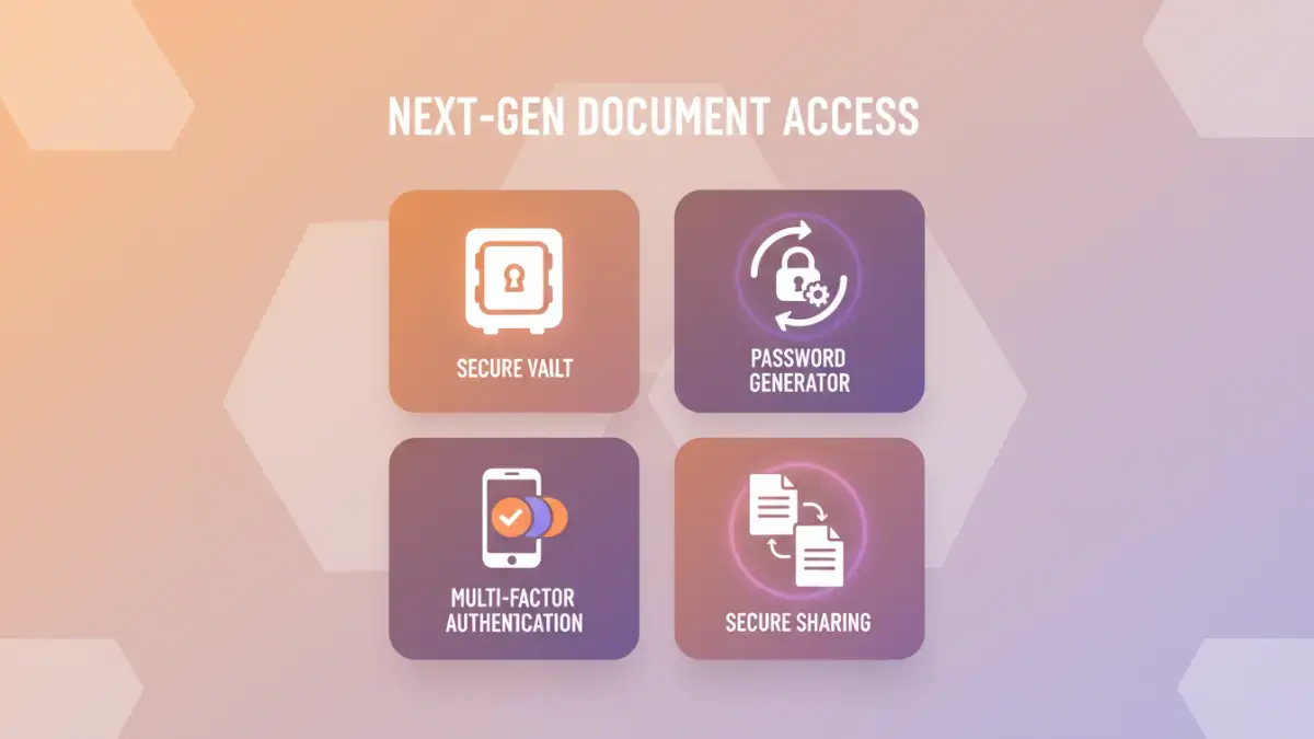 next gen password managers - Infographic detailing key features of next-gen password managers for enhanced security