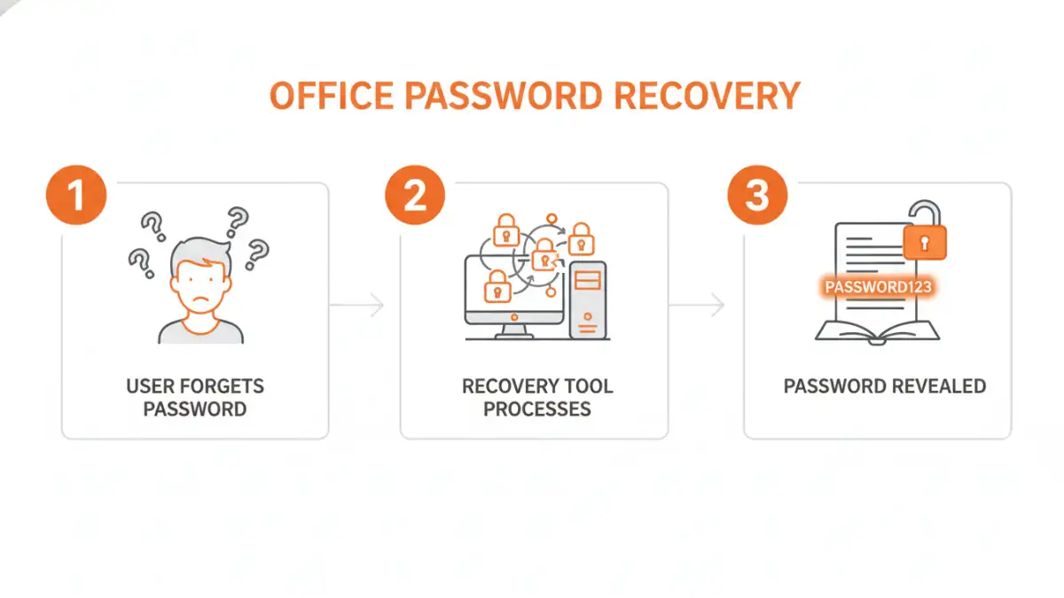 office password recovery tools office password recovery tools - Infographic detailing the steps involved in office password recovery