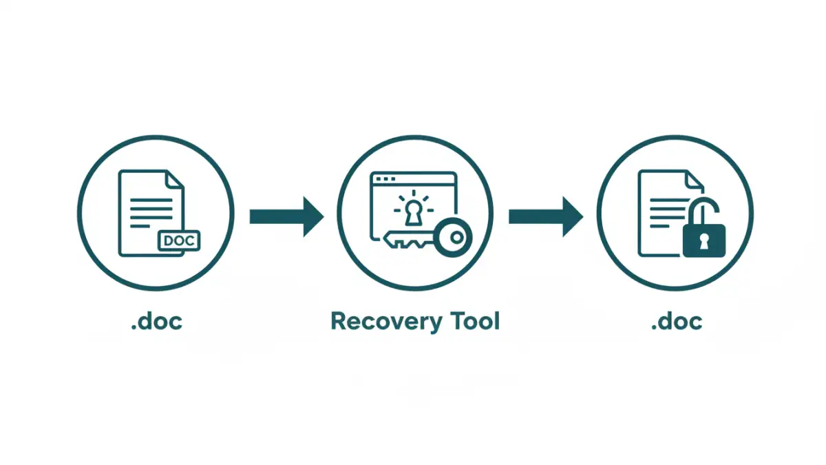 Infographic explaining the process to unlock an old office document password.