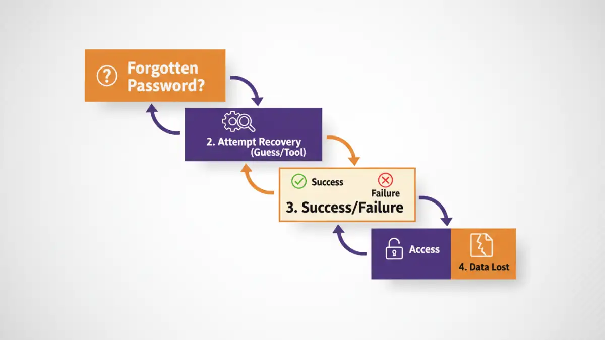 OpenDocument password removal process - Infographic detailing the steps and outcomes of OpenDocument password removal