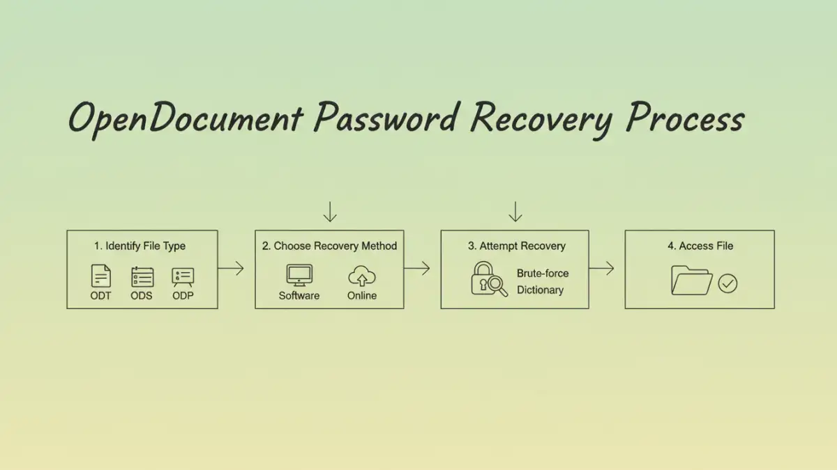 OpenDocument password removal tools - Infographic illustrating the steps involved in OpenDocument password recovery