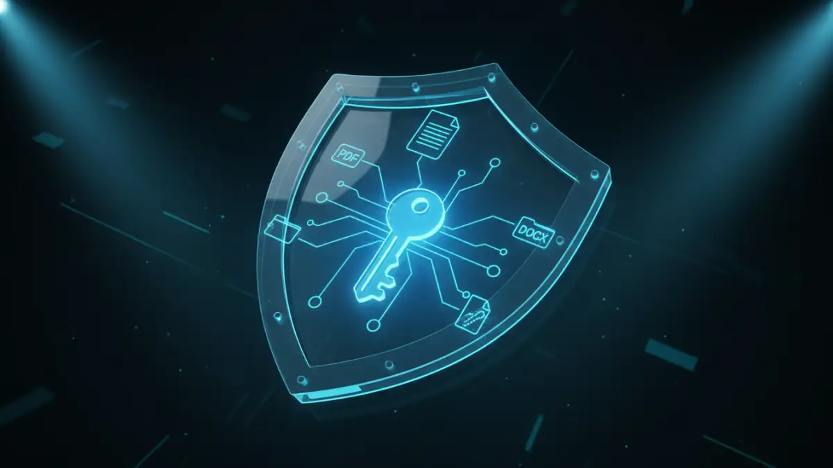 password manager document encryption - A secure vault containing document encryption keys managed by a password manager.