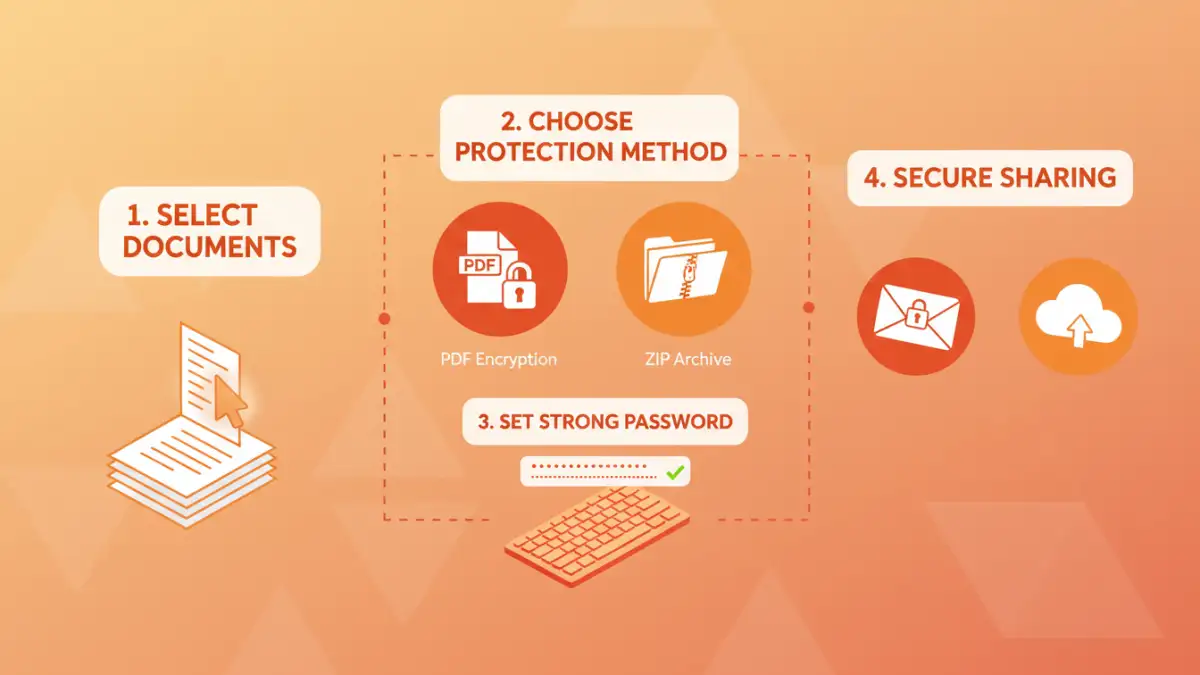 Infographic detailing steps to password protect document portfolios