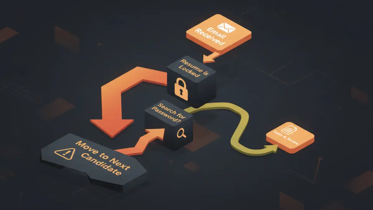 password protect resume pdf password protect resume pdf - Infographic showing how a password-protected resume can lead to a job application being rejected.