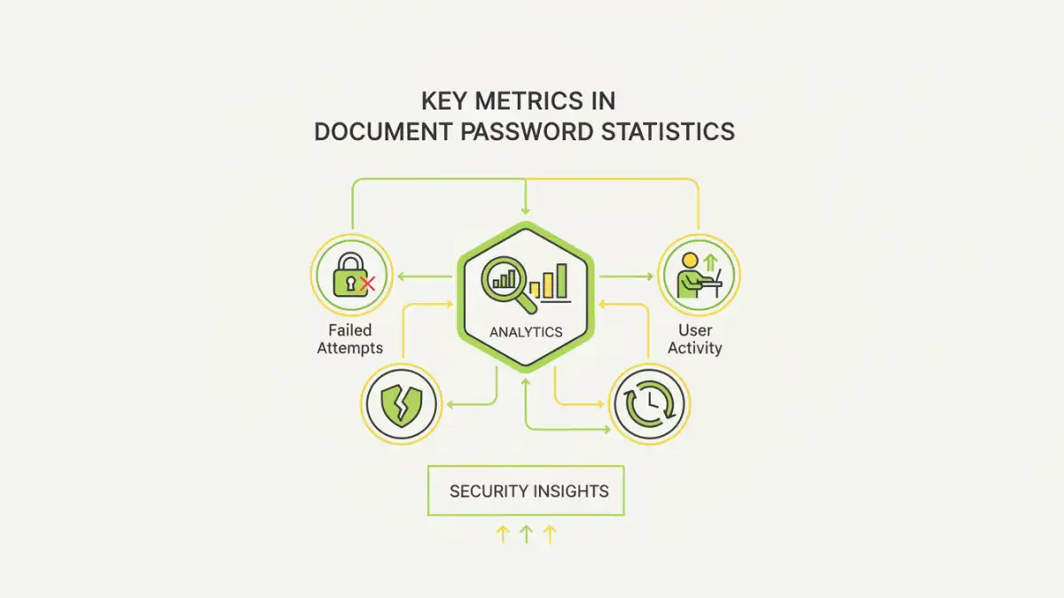 password protected document password protected document - Infographic detailing key metrics found in document password statistics reports.