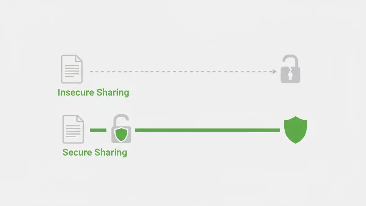 Comparison of secure versus insecure methods for sharing password protected files.