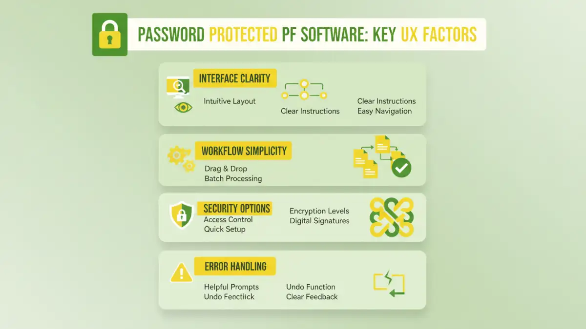 Infographic on key user experience factors for password protected PDF software