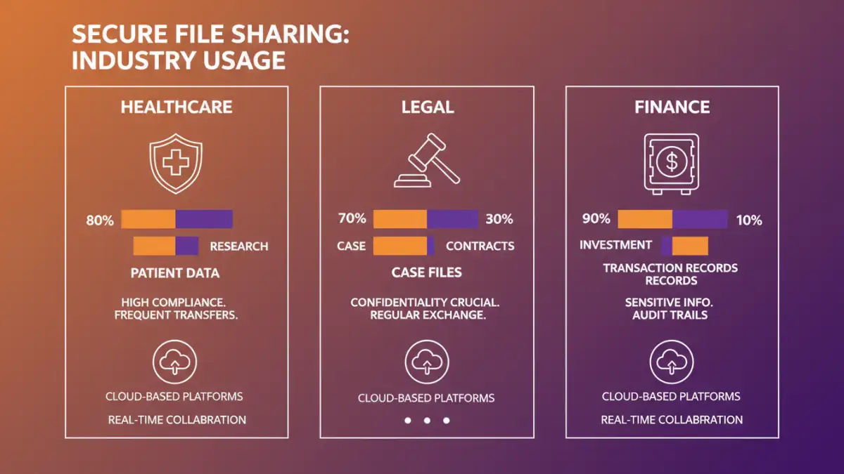 password protected sharing Infographic illustrating industry-specific usage of password protected sharing