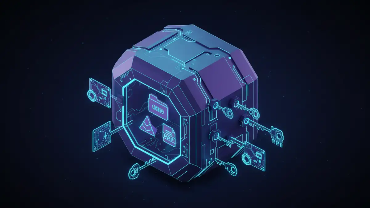 password recovery tool encrypted files - A visual representation of a password recovery tool for encrypted files, showing keys trying to unlock a digital vault.