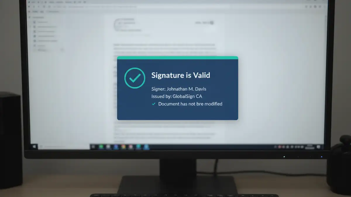 pdf digital signature security pdf digital signature security - A close-up of a PDF reader showing a valid digital signature with a green checkmark.