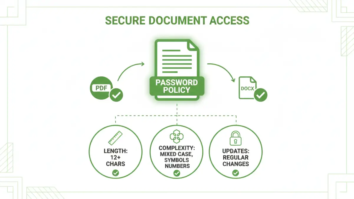 pdf doc password rules - Infographic on creating and implementing consistent document password rules