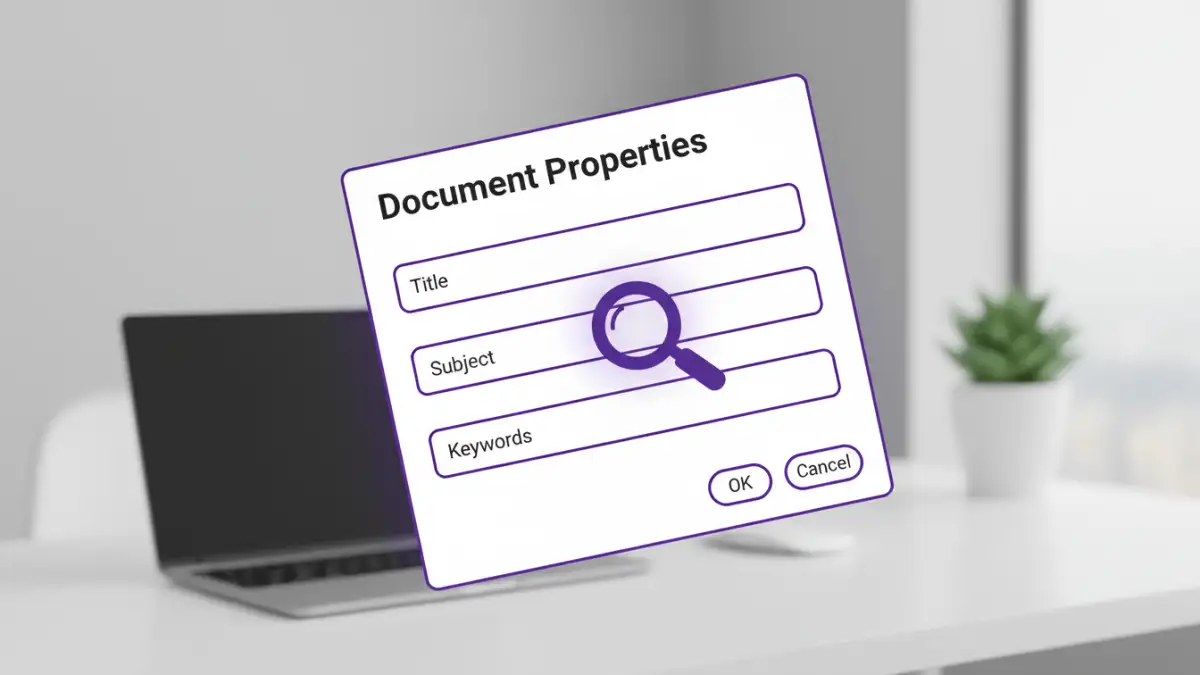 pdf encryption metadata - An image showing the Document Properties window where PDF metadata is visible.