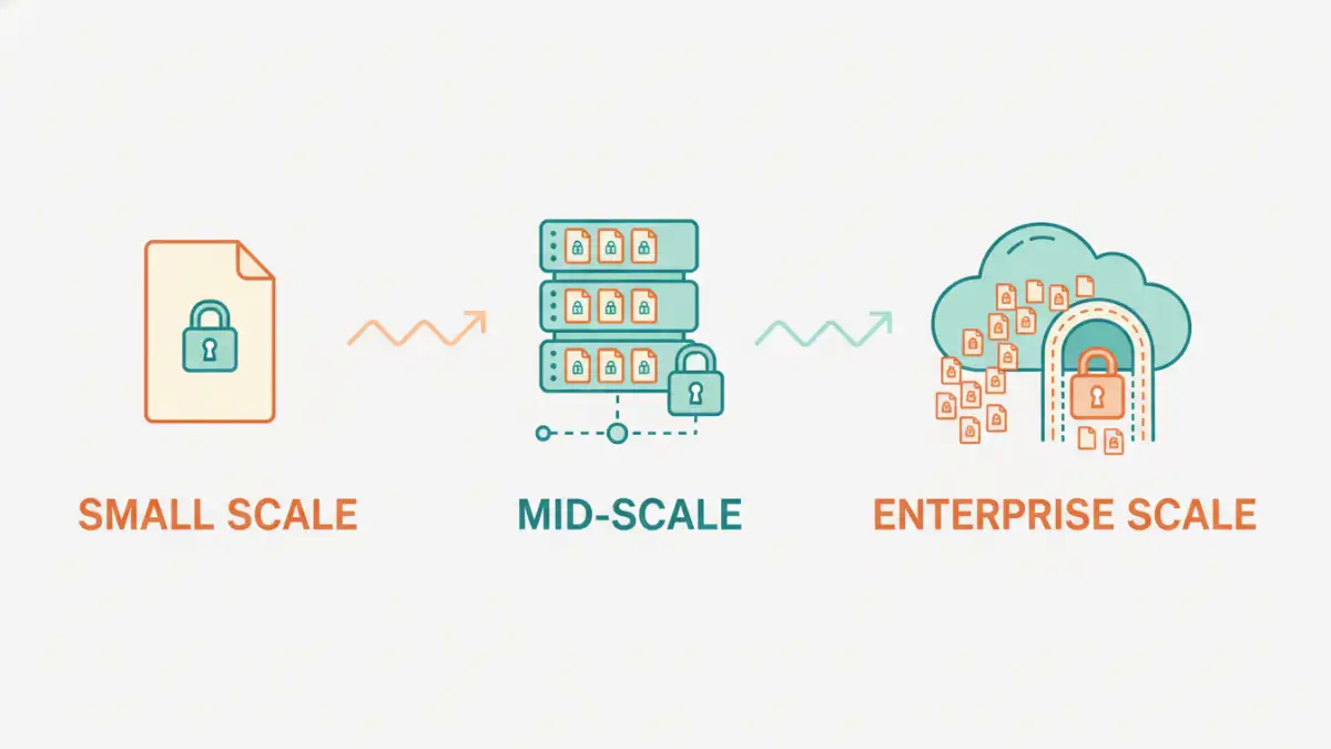 pdf encryption scalability - Infographic illustrating the scalability journey of PDF encryption solutions