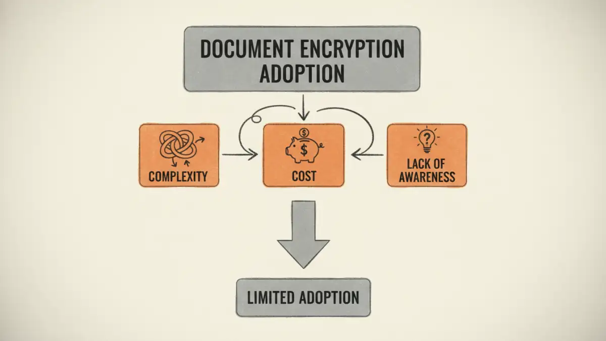 PDF encryption use - Infographic showing barriers to adopting document encryption
