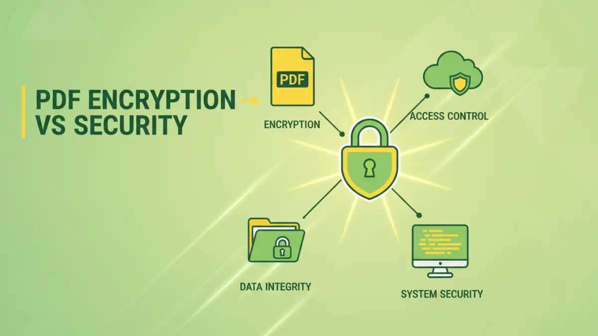 Infographic detailing pdf encryption vs security concepts and related tools