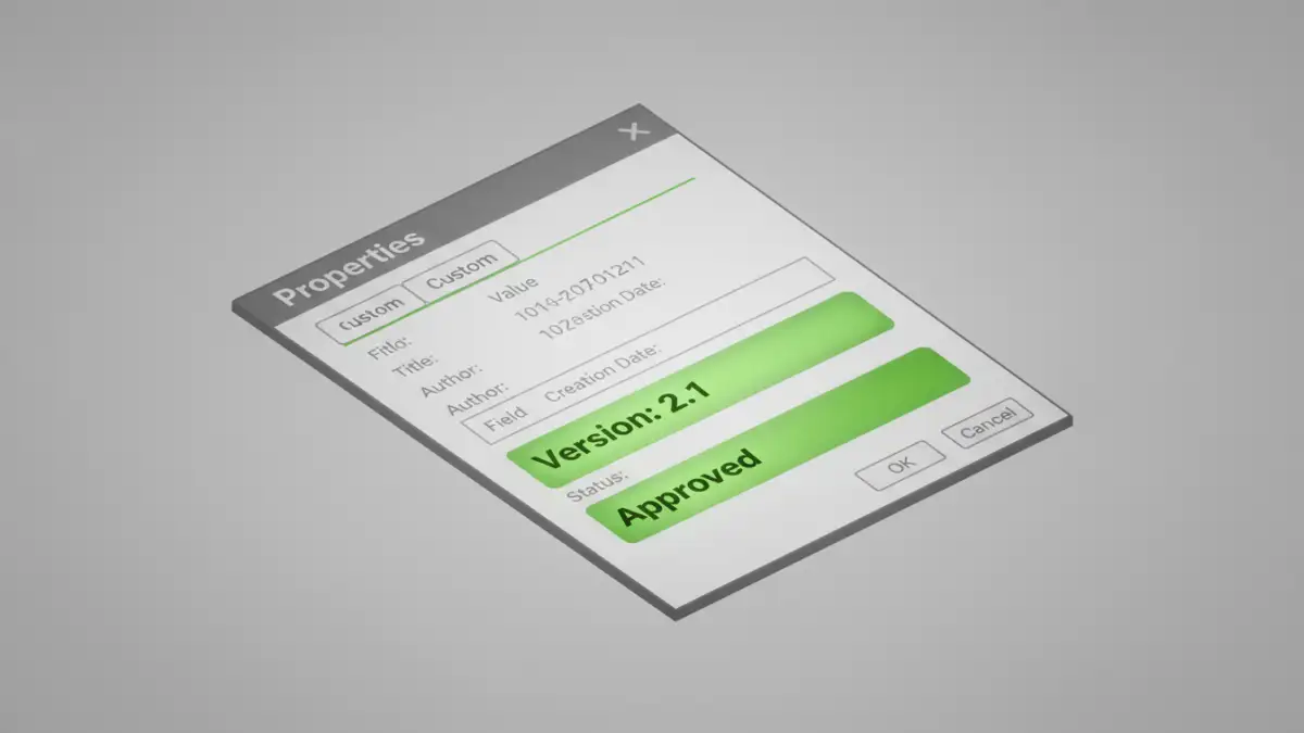 pdf metadata properties - Example of custom metadata fields in a PDF properties window.