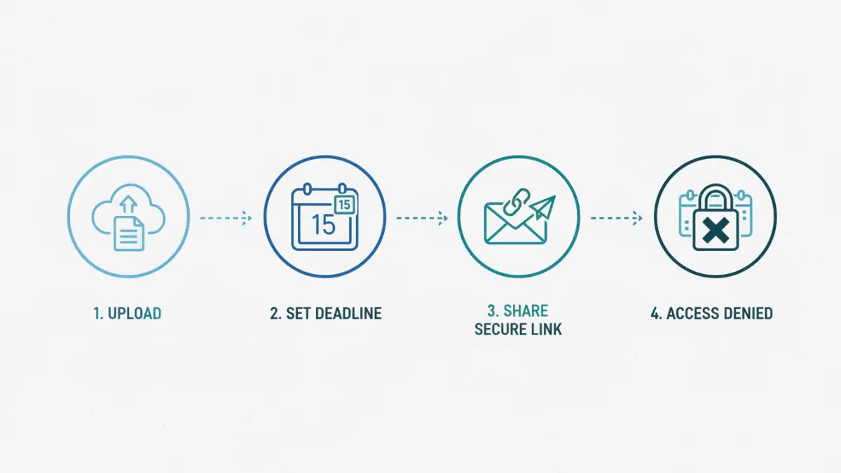 pdf password expiration date - An infographic flowchart explaining the process of setting up temporary PDF access.