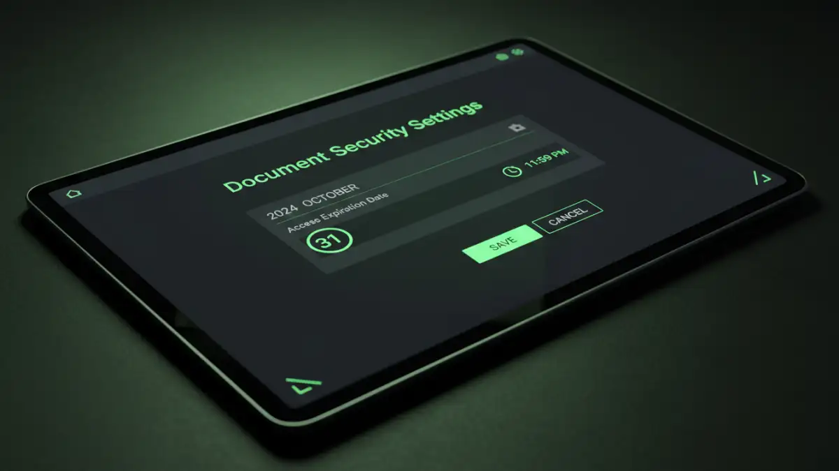 pdf password expiration tool - A software interface showing the settings to configure a PDF's expiration date.
